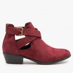 Wild Diva Shoes Cut Out Belted Ankle Booties Newest Arrivals
