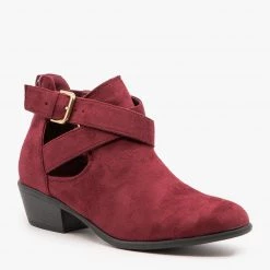 Wild Diva Shoes Cut Out Belted Ankle Booties Newest Arrivals