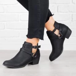 Shoelala Cut-Out Buckled Booties Newest Arrivals