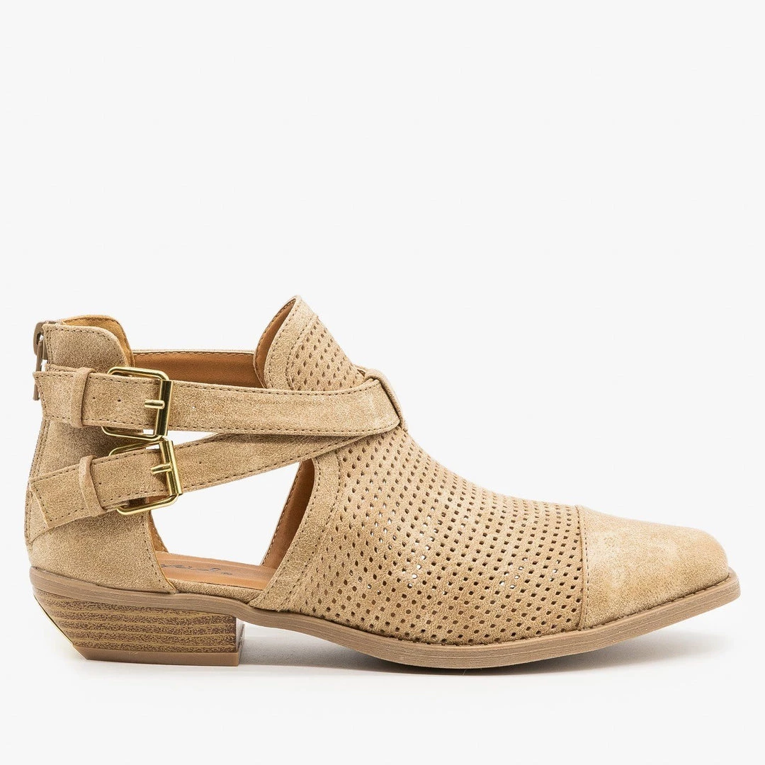 Qupid Shoes Cut Out Mesh Buckle Booties Newest Arrivals 1 Qupid Shoes Cut Out Mesh Buckle Booties Newest Arrivals