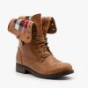 Refresh Cute Plaid Cuff Combat Boots FINAL SALE