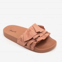 Qupid Shoes Cute Ruffled Slides
