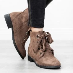 Refresh Dainty Stud Lace-Up Booties