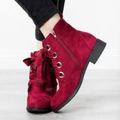 Refresh Dainty Stud Lace-Up Booties