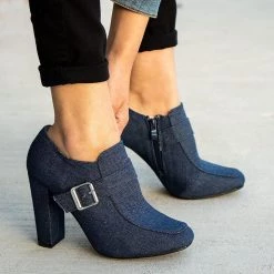 Forever Davina Denim Buckle Heel
