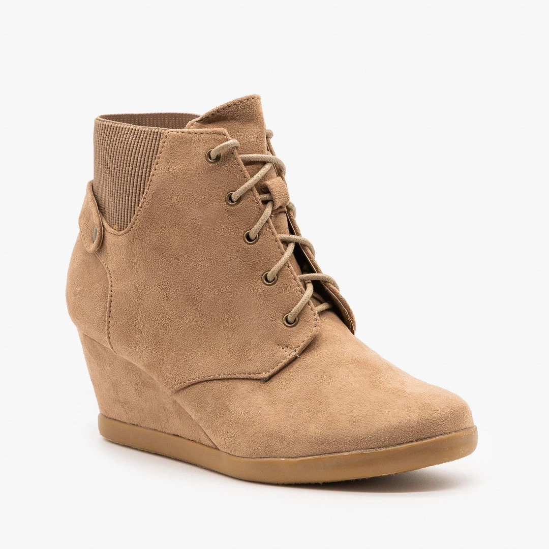 Forever Delightful Lace Up Wedge Booties FINAL SALE Newest Arrivals 1 Forever Delightful Lace Up Wedge Booties FINAL SALE Newest Arrivals