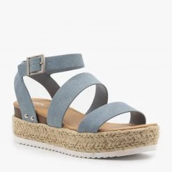 Soda Shoes Newest Arrivals Denim Espadrille Flatform Sandals