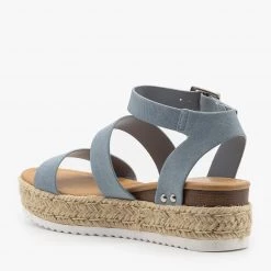 Soda Shoes Newest Arrivals Denim Espadrille Flatform Sandals