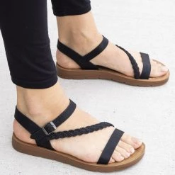 Forever Newest Arrivals Diagonal Braided Rhinestone Sandals