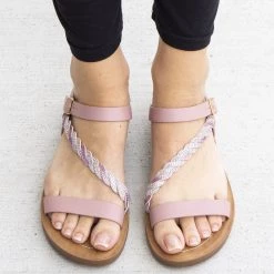 Forever Newest Arrivals Diagonal Braided Rhinestone Sandals