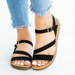 Bella Marie Newest Arrivals Diagonal Strap Buckled Sandals