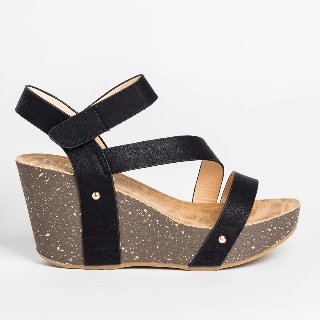 Refresh Diagonal Strap Platform Wedges 2 Refresh Diagonal Strap Platform Wedges