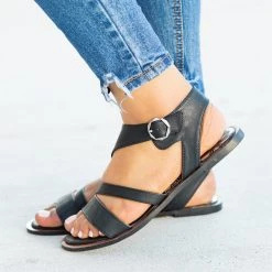 Qupid Shoes Diagonal Strappy Sandals Newest Arrivals