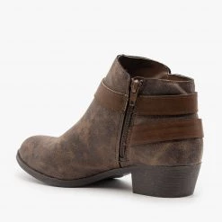 Bamboo Shoes Newest Arrivals Distressed Belted Ankle Booties