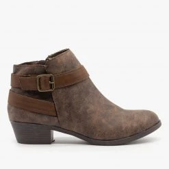 Bamboo Shoes Newest Arrivals Distressed Belted Ankle Booties