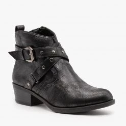 Mark & Maddux Distressed Criss Cross Strap Booties