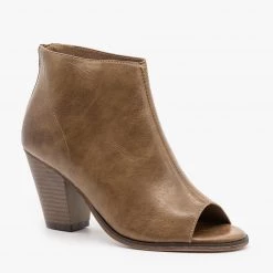 Mata Distressed Faux Leather Open Toe Booties Newest Arrivals