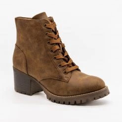 Bamboo Shoes Distressed Lace Up Combat Booties Newest Arrivals