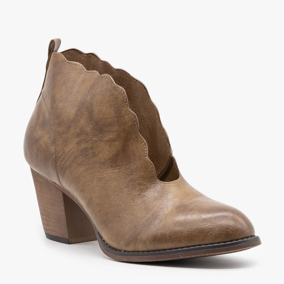 Mata Newest Arrivals Distressed Scalloped Edge Booties 2 Mata Newest Arrivals Distressed Scalloped Edge Booties