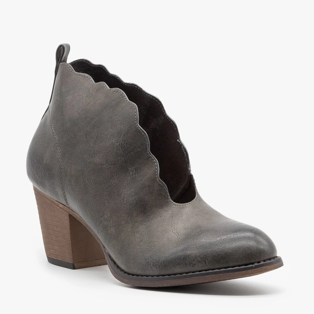 Mata Newest Arrivals Distressed Scalloped Edge Booties 4 Mata Newest Arrivals Distressed Scalloped Edge Booties