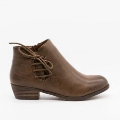 Mata Distressed Side Lace-Up Booties