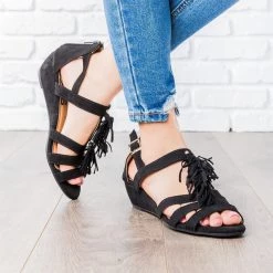 Qupid Shoes Newest Arrivals Dori Low Wedge Tassel Sandals 4 Qupid Shoes Newest Arrivals Dori Low Wedge Tassel Sandals
