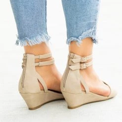 Top Moda Newest Arrivals Double Ankle Strap Wedges