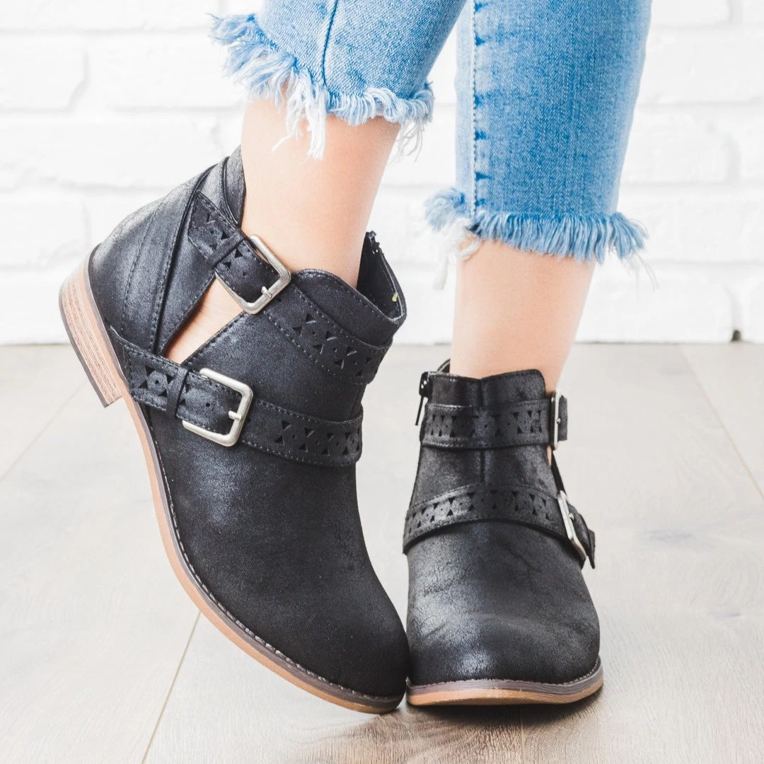 City Classified Shoes Double Belted Bootie 4 City Classified Shoes Double Belted Bootie