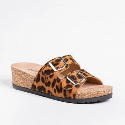 Qupid Shoes Double Buckle Cork Sandal Wedges