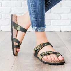 Anna Shoes Double Buckle Cork Slides Newest Arrivals