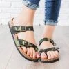 Anna Shoes Double Buckle Cork Slides Newest Arrivals
