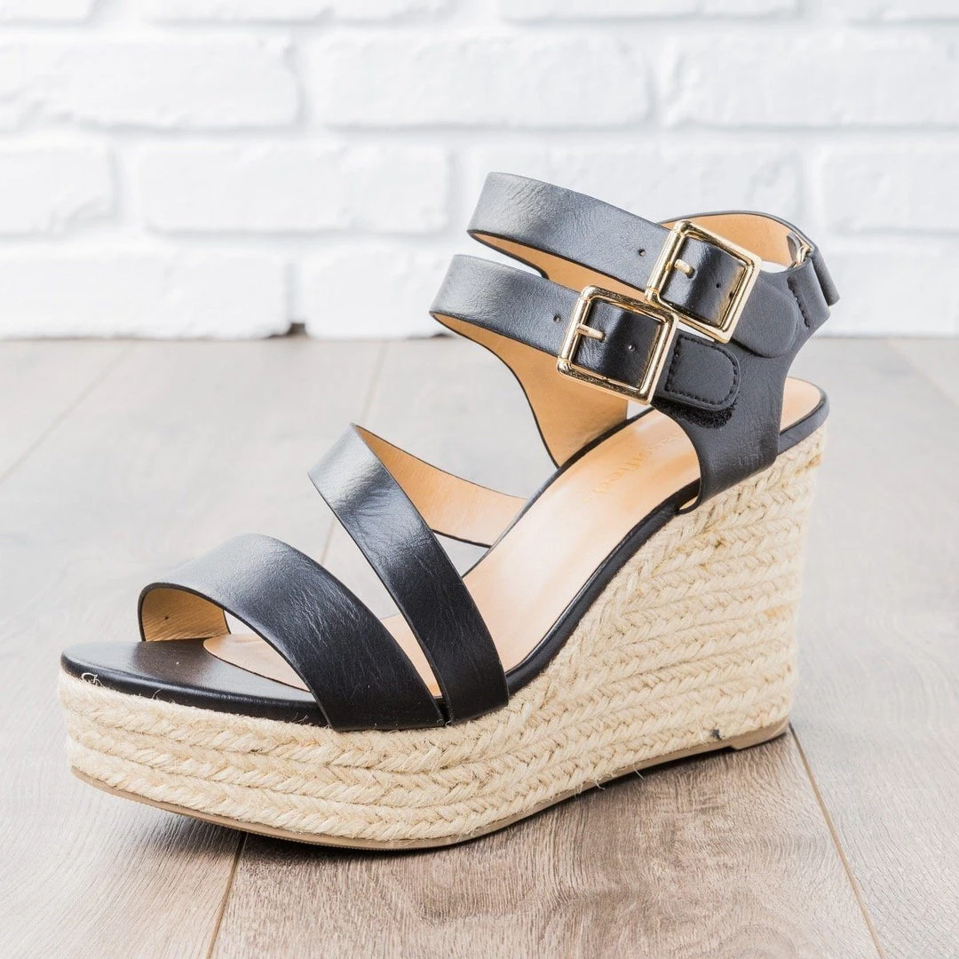 City Classified Shoes Newest Arrivals Double Buckle Espadrille Wedges 2 City Classified Shoes Newest Arrivals Double Buckle Espadrille Wedges