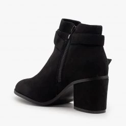 Refresh Newest Arrivals Double Buckle Faux Suede Ankle Booties FINAL SALE