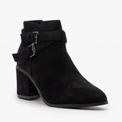 Refresh Newest Arrivals Double Buckle Faux Suede Ankle Booties FINAL SALE