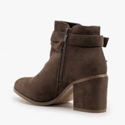 Refresh Newest Arrivals Double Buckle Faux Suede Ankle Booties FINAL SALE