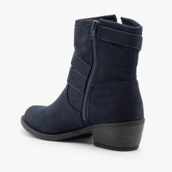 Soda Shoes Double Buckle Faux Suede Booties Newest Arrivals