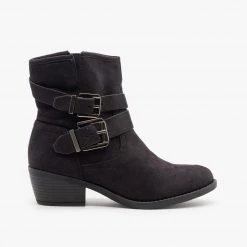Soda Shoes Double Buckle Faux Suede Booties Newest Arrivals