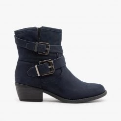Soda Shoes Double Buckle Faux Suede Booties Newest Arrivals