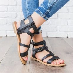 City Classified Shoes Double Buckle Gladiator Sandals