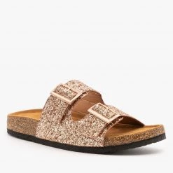 Refresh Double Buckle Glitter Slides