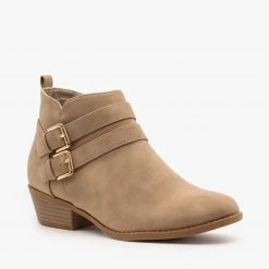 Top Moda Double Buckle Low Ankle Booties FINAL SALE