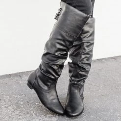 Soda Shoes Double Buckle Slouchy Boots
