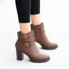 Forever Newest Arrivals Double Buckle Thick Heeled Booties