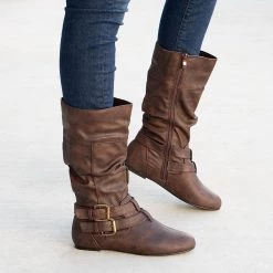 Forever Double Buckled Crinkle Boots Newest Arrivals