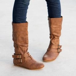 Forever Double Buckled Crinkle Boots Newest Arrivals