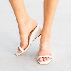 Bamboo Shoes Double Clear Strap Heels