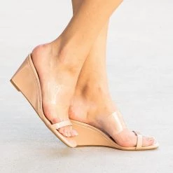 Bamboo Shoes Double Clear Strap Heels