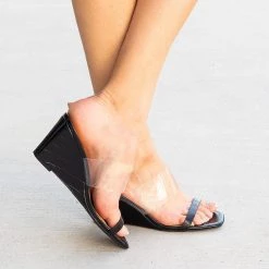 Bamboo Shoes Double Clear Strap Heels