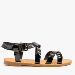 Anna Shoes Double Crossed Shiny Sandals