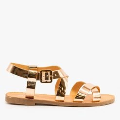 Anna Shoes Double Crossed Shiny Sandals